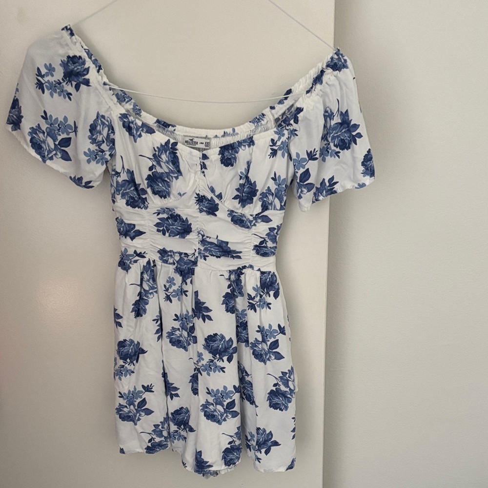 Hollister Blue Floral Off-Shoulder Romper